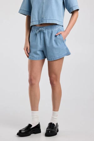 denim regular waist short light blue denim