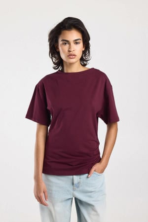 gestreepte top donkerrood