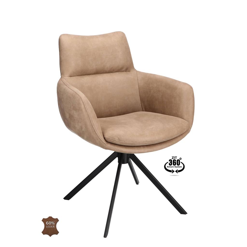 Wehkamp Home Armstoel Sabi Stof Rhythm Natural 01 Leg Black 360° Return-system