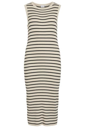 midi jurk rib gebreid ecru