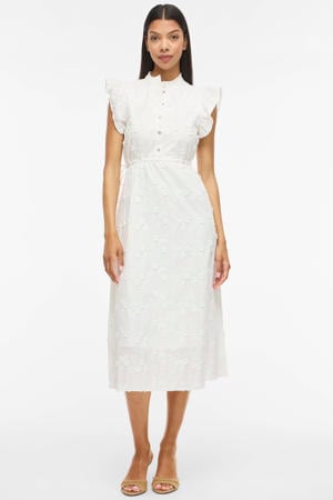 midi jurk broderie ecru