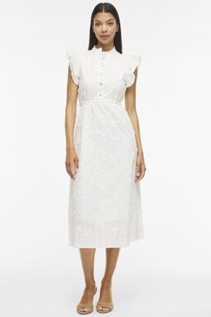 midi jurk broderie ecru