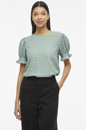top met textuur grijsblauw