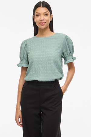 top met textuur grijsblauw