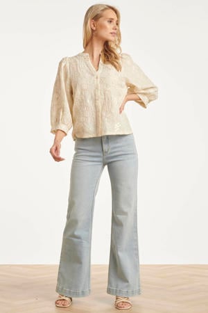gebloemde blouse ecru
