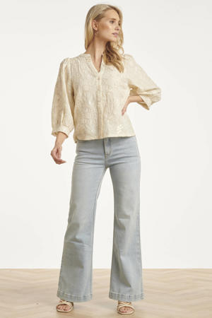 gebloemde blouse ecru