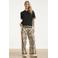 Smashed Lemon wide leg gebloemde broek met linnen - ecru