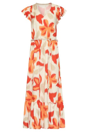 gebloemde zomerjurk oranje