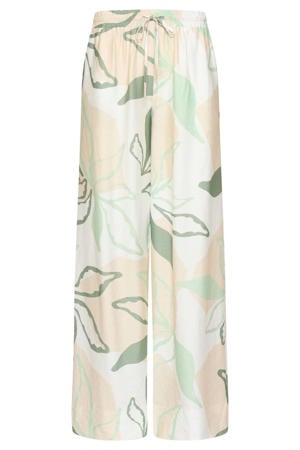 rayon straight leg casual gebloemde broek - lichtgroen