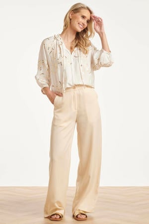 gebloemde top ecru