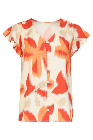 gebloemde blouse oranje