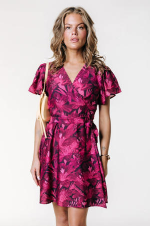 gebloemde mini jurk roze