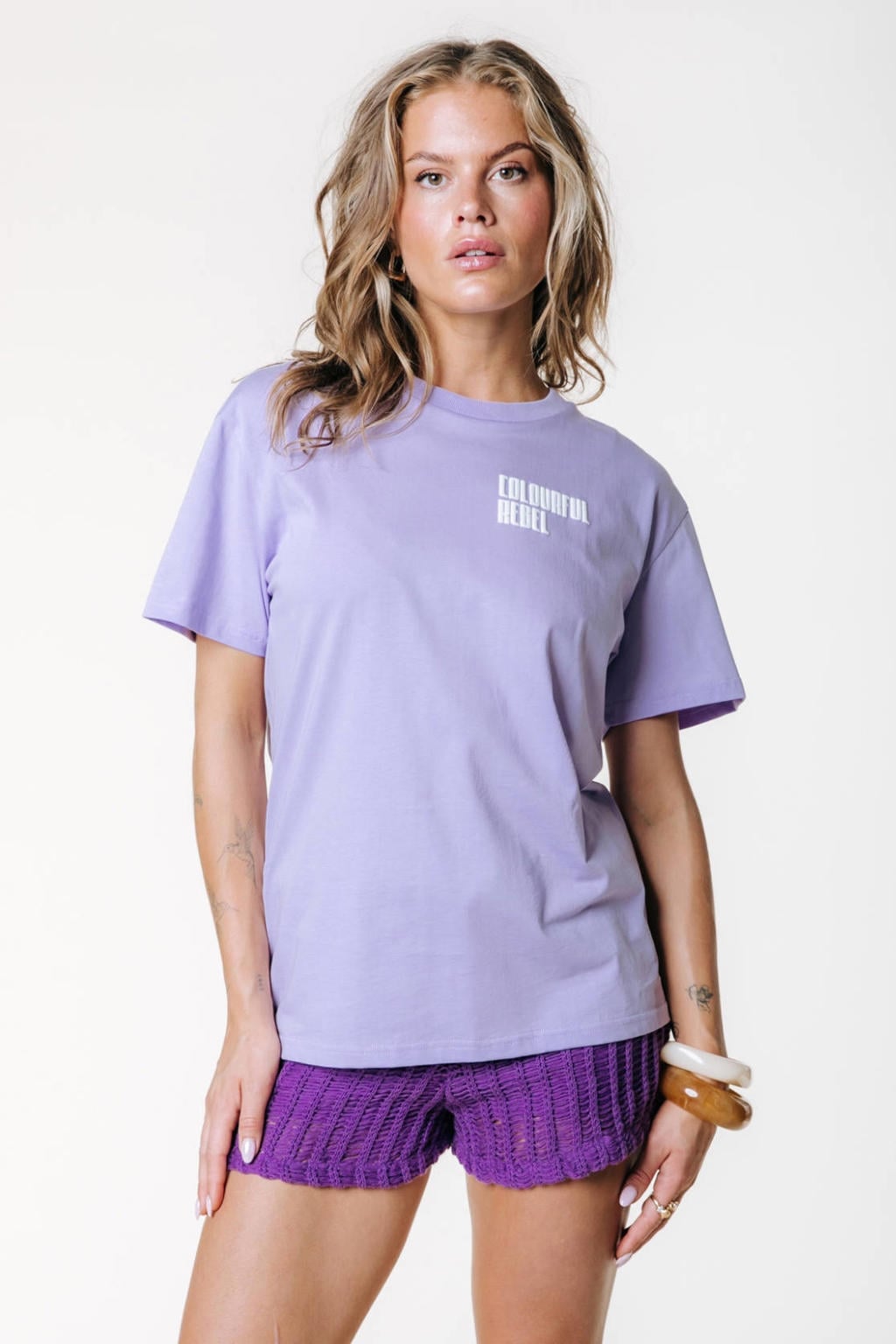 Colourful Rebel T-shirt met backprint - lavendel
