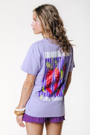 T-shirt met backprint - lavendel