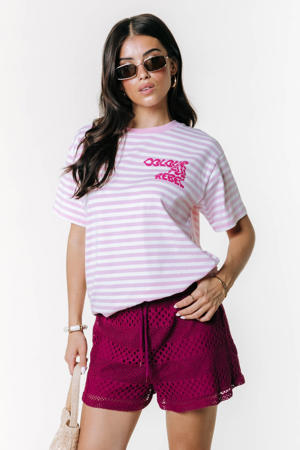 gestreept T-shirt roze