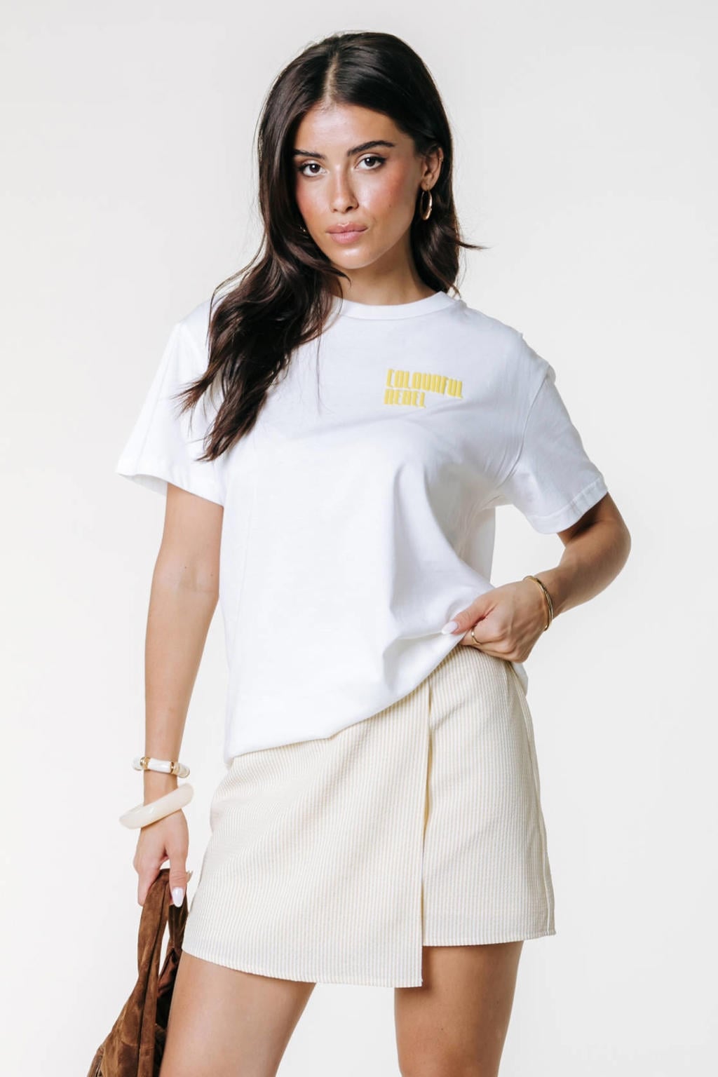 Colourful Rebel T-shirt met backprint - wit