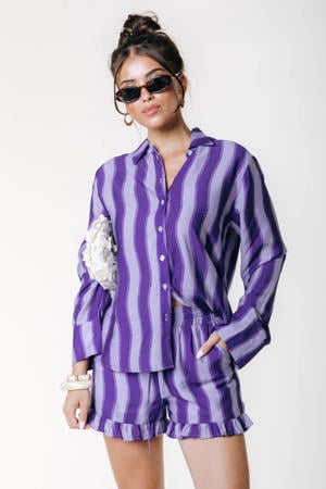 viscose gestreepte blouse - lavendel