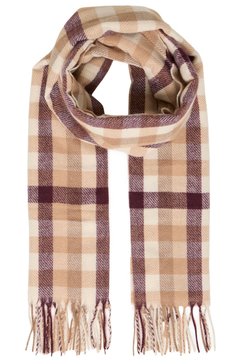 ICHI geruite sjaal IAVILJA beige