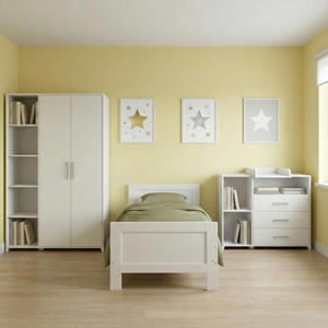 Tienerkamer Noel Wit 3 Delig met Commode Jim Wit en Lars Kledingkast Wit