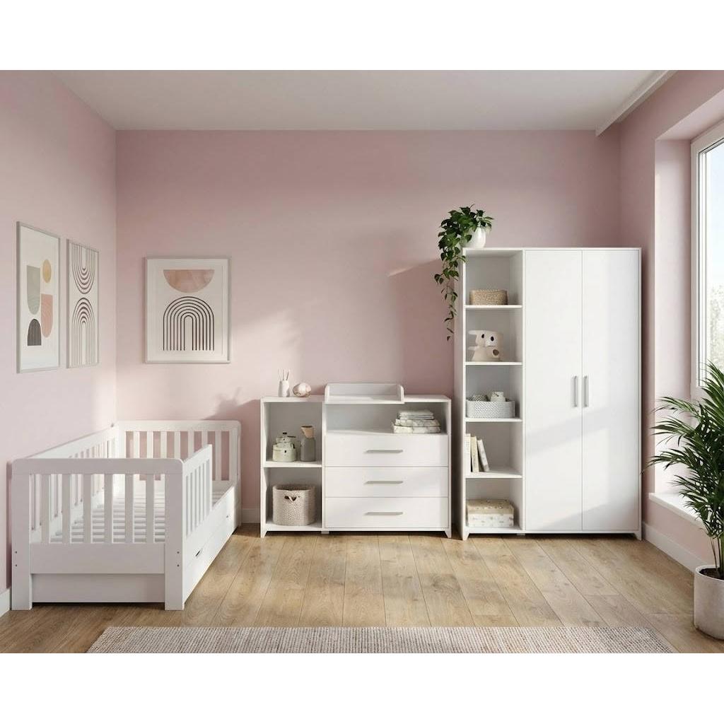 Cabino Peuterkamer Met Lade Joan Wit 3 Delig met Commode Jim en Lars Kledingkast