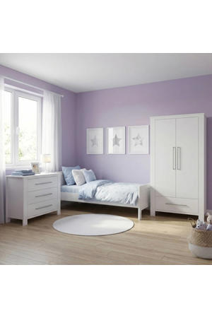 Tienerkamer Noel Wit 3 Delig met Noel Commode Wit en Noel Kledingkast Wit