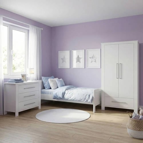Cabino Tienerkamer Noel Wit 3 Delig met Noel Commode Wit en Noel Kledingkast Wit afbeelding