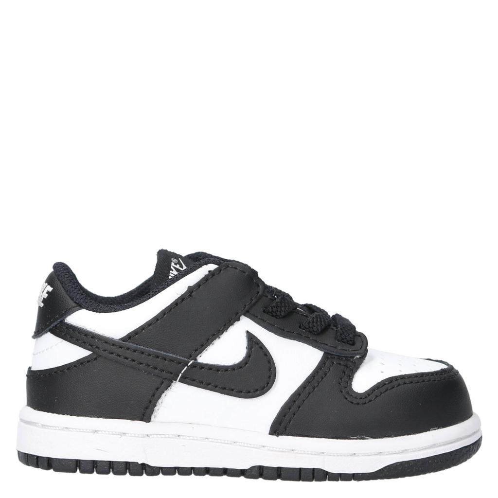 Wit en zwarte jongens en meisjes Nike Dunk Low sneakers van leer-imitatieleer/voering: mesh/voetbed: eva met elastische veters