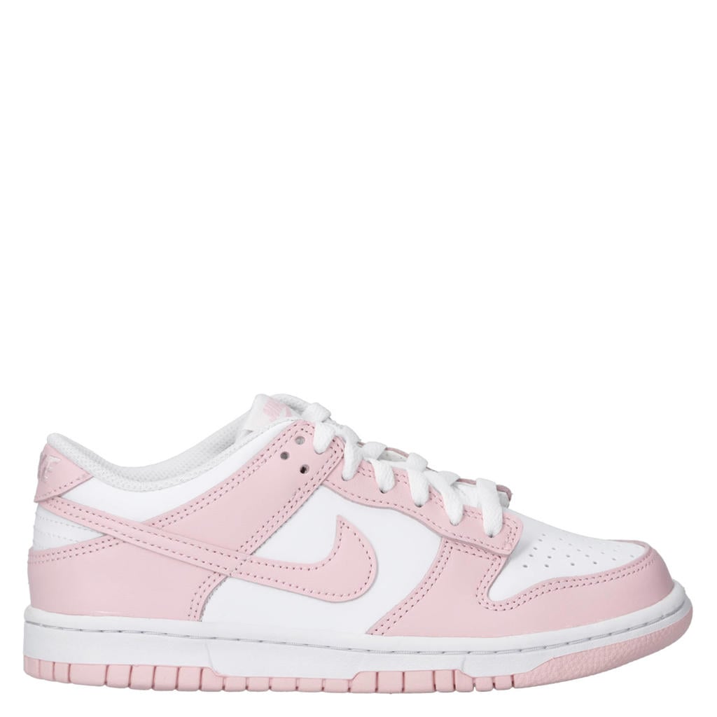 Wit en roze jongens en meisjes Nike Dunk Low sneakers van leer-imitatieleer/voering: mesh/voetbed: eva met veters
