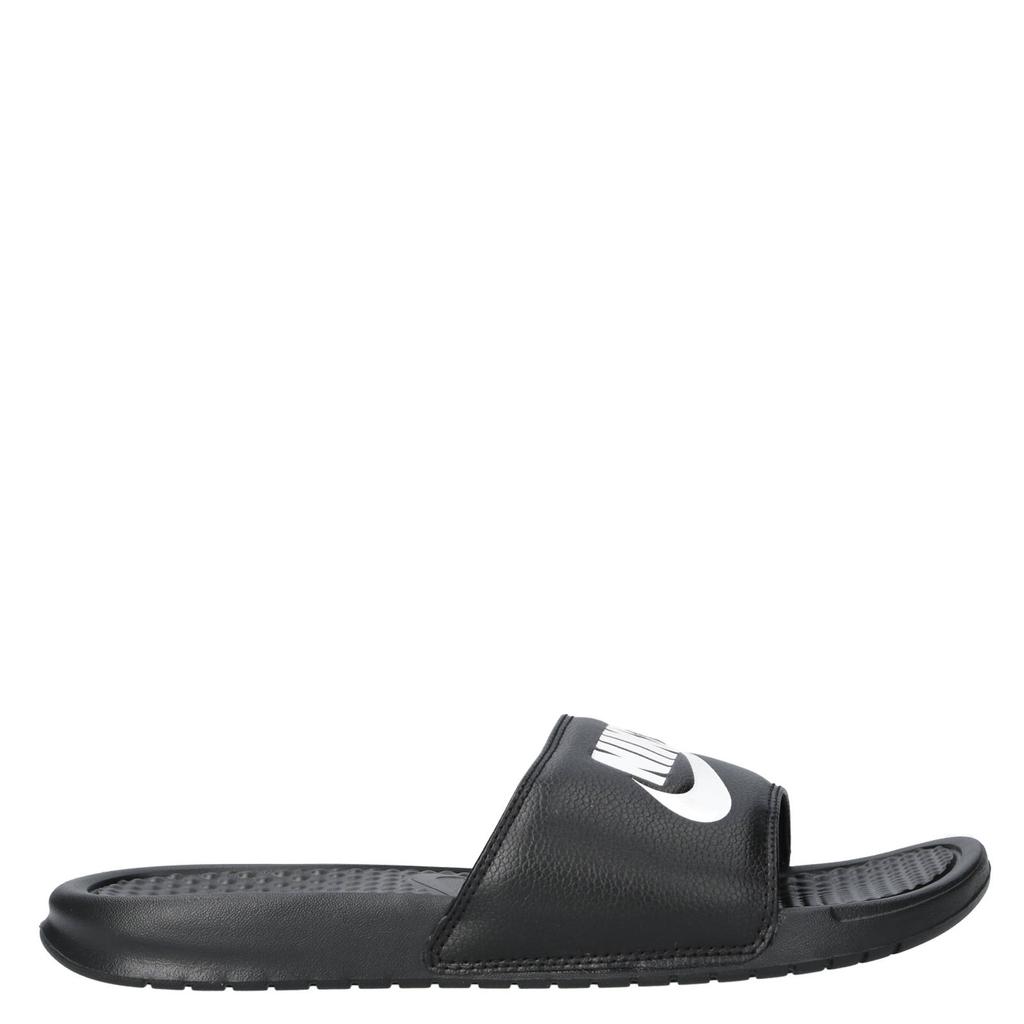 Zwart en witte heren Nike Benassi badslippers van rubber