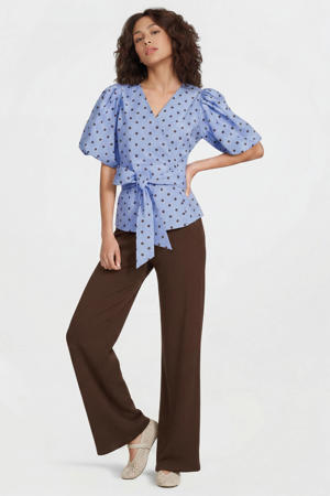 tailored wide leg broek donkerbruin