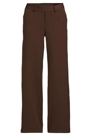 tailored wide leg broek donkerbruin