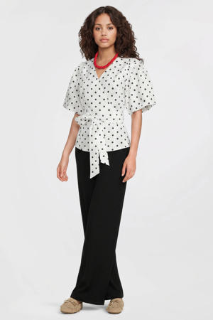 tailored wide leg broek zwart
