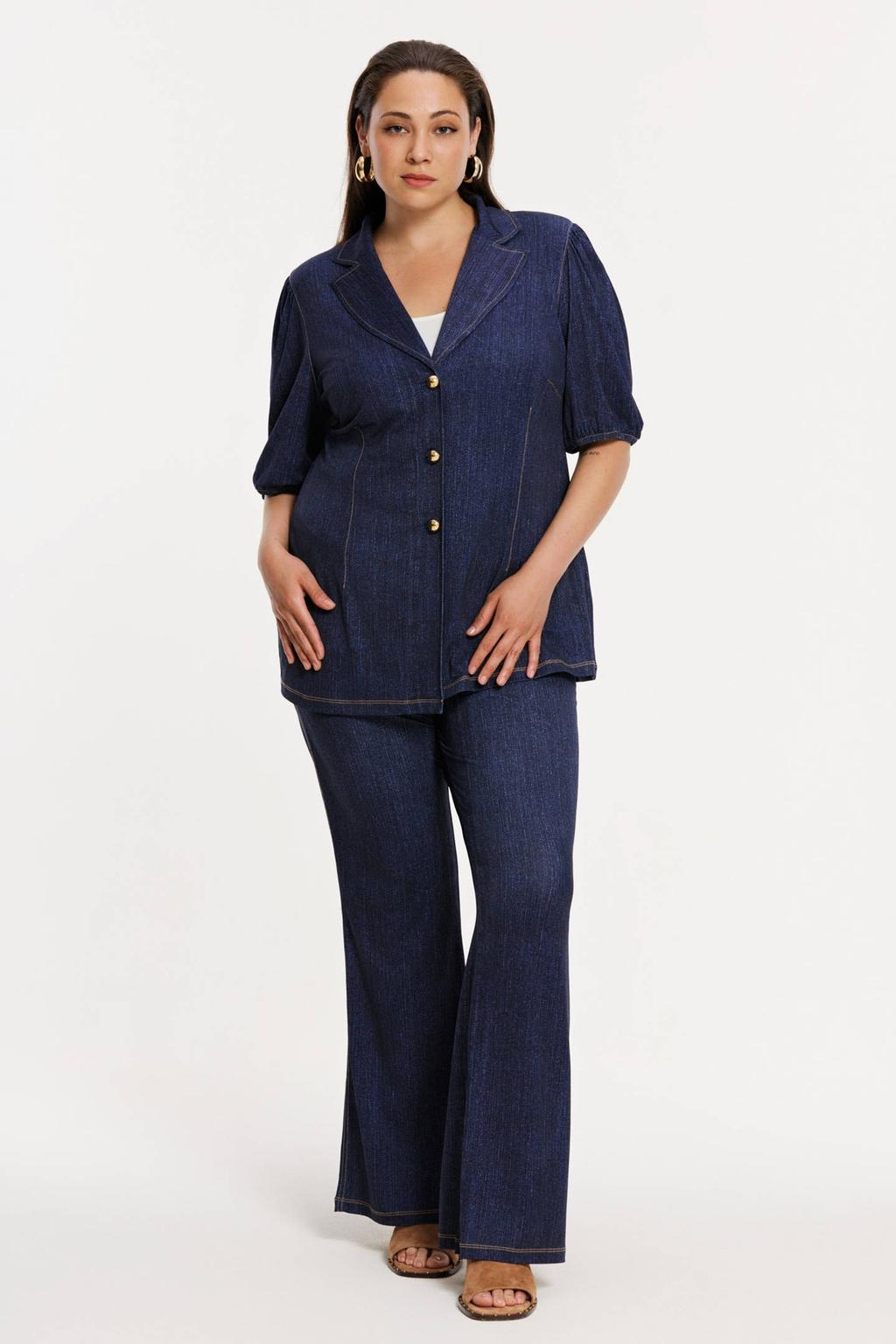 YOEK flared jeans dark blue denim