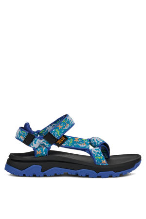 sandalen met plateauzool en all over print blauw