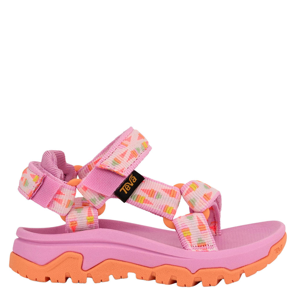 Roze en oranje meisjes Teva sandalen met all over print - van 100% nylon met klittenband