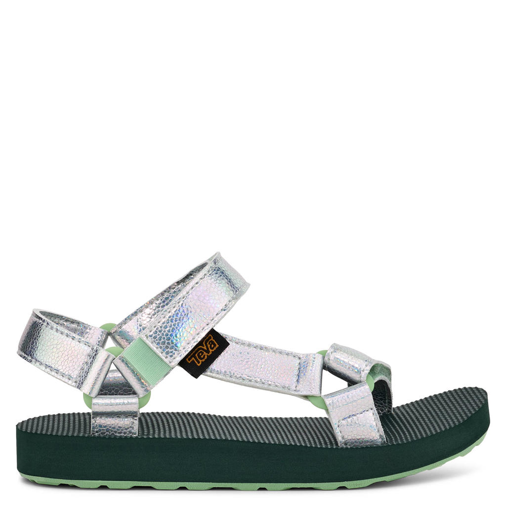 Zilver en groene meisjes Teva C ORIGINAL UNIVERSAL sandalen schoolkind van 40% polyester/ 40% eva / 20% rubber met klittenband