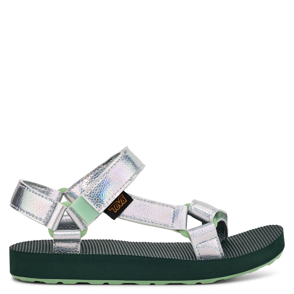 Zilver en groene meisjes Teva C ORIGINAL UNIVERSAL sandalen van 40% polyester/ 40% eva / 20% rubber met klittenband
