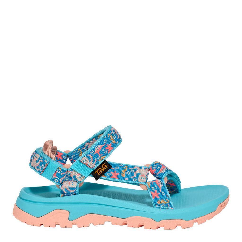 Blauw en zalmkleurige meisjes Teva sandalen met all over print - schoolkind tiener van 100% nylon met klittenband