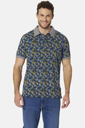 regular fit polo Plus Size met print - donkerblauw