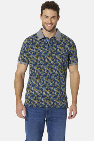 regular fit polo Plus Size met print - donkerblauw