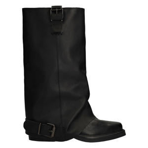 suède bikerboots met flap bruin