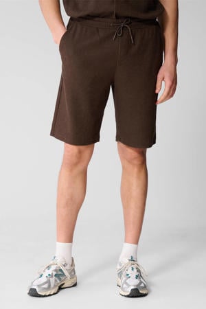 relaxed regular waist casual short donkerbruin rib gebreid
