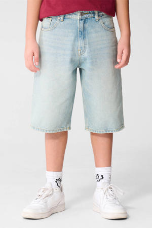 regular waist denim short light blue denim