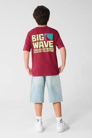 T-shirt met backprint donkerrood