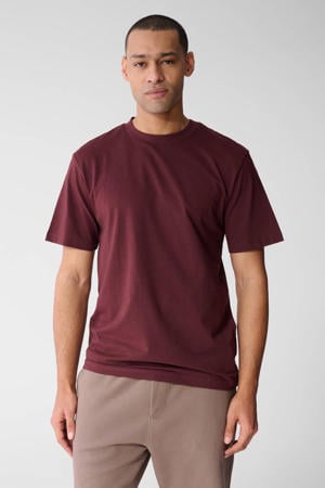 regular T-shirt met backprint donkerrood