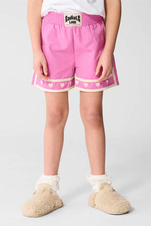 regular high waist casual short met hartjes roze