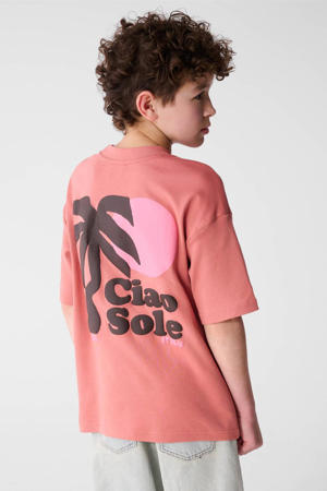 T-shirt met backprint oudroze