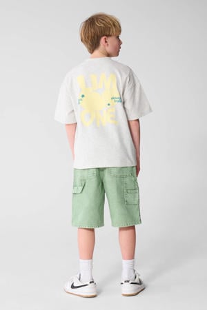 T-shirt met backprint lichtgrijs