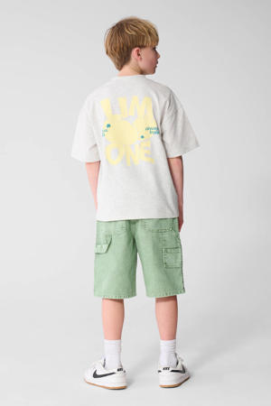 T-shirt met backprint lichtgrijs