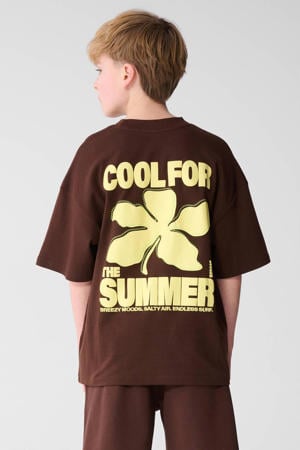 T-shirt met backprint donkerbruin